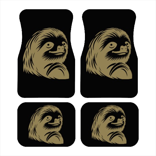 Thoughtful sloth face portrait silhouette Car Mats