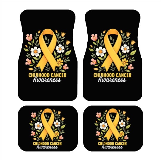 Childhood Cancer Awareness Hippie Flower Ribbon Car Mats