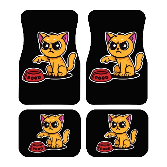 Hangry cat says "Where's my food!?" Car Mats