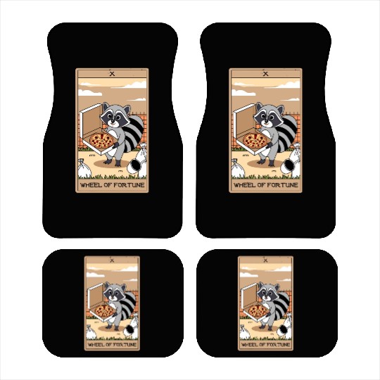 Wheel of Fortune Raccoons Tarot Card Car Mats