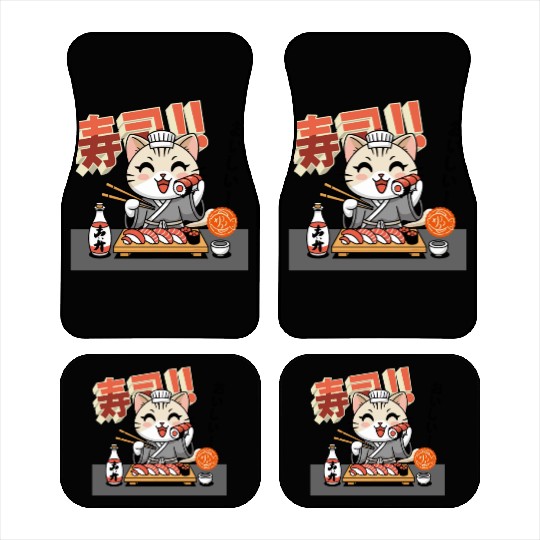 Sushi Chef Cat Adorable Culinary Cat Design Car Mats