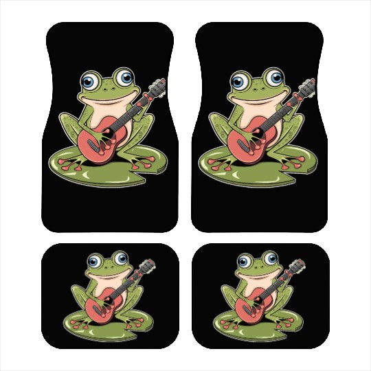 Frog Playing Guitar On Lily Pad Car Mats