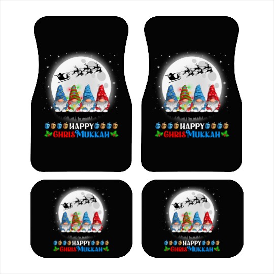 Happy Chrismukkah Gnomes Christmas Hanukkah Car Mats