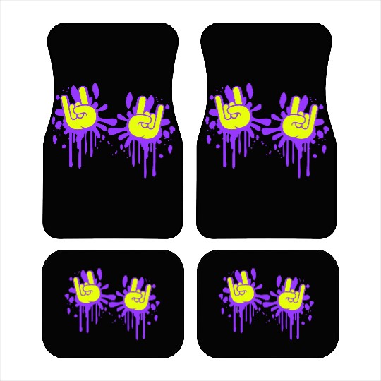 Two heavy metal graffiti horn fingers hand gesture Car Mats