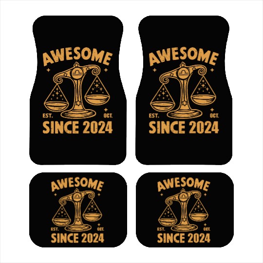 Awesome Since 2024 Libra Zodiac Birthday October Car Mats