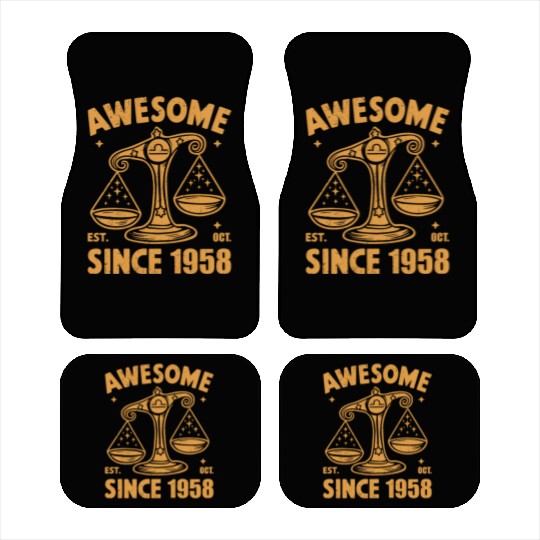 Awesome Since 1958 Libra Zodiac Birthday October Car Mats