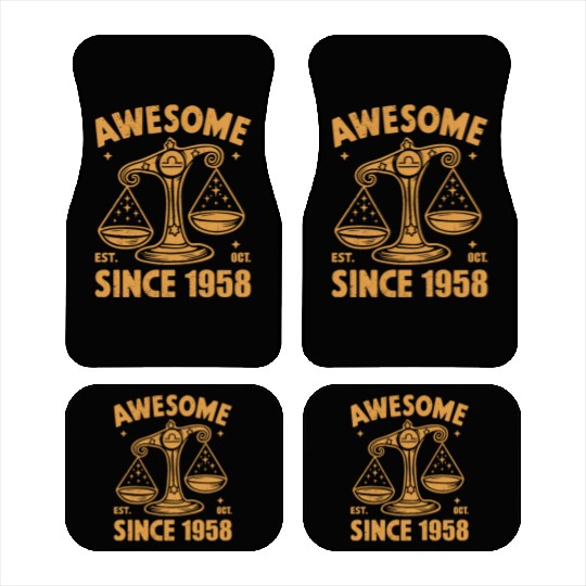 Awesome Since 1958 Libra Zodiac Birthday October Car Mats