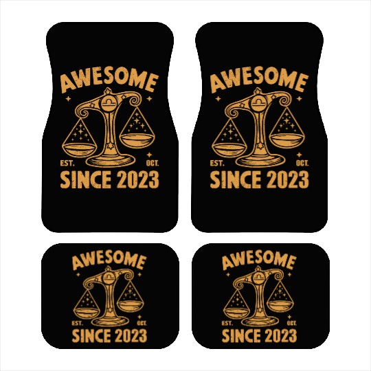 Awesome Since 2023 Libra Zodiac Birthday October Car Mats