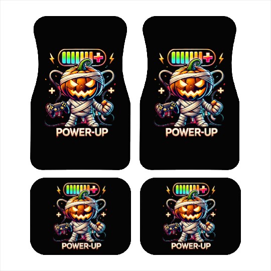 Pumpkin Mummy Gamer Wrapped in Halloween Fun Car Mats