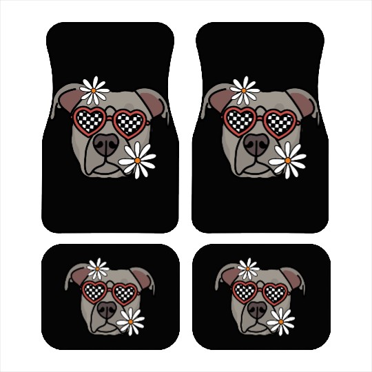 Pitbull Grey Retro Dog Car Mats