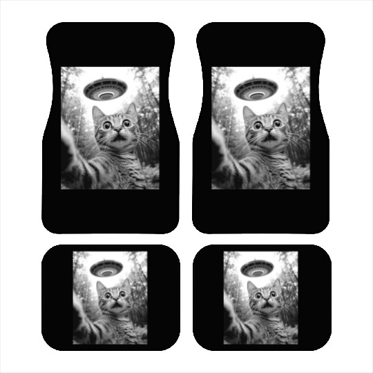Funny Cat UFO Alien Abduction Cat Selfie Meme Car Mats