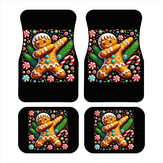 Dabbing Gingerbread Cookie Christmas Fun Car Mats