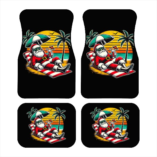 Santa Relaxing at the Tropical Beach Car Mats