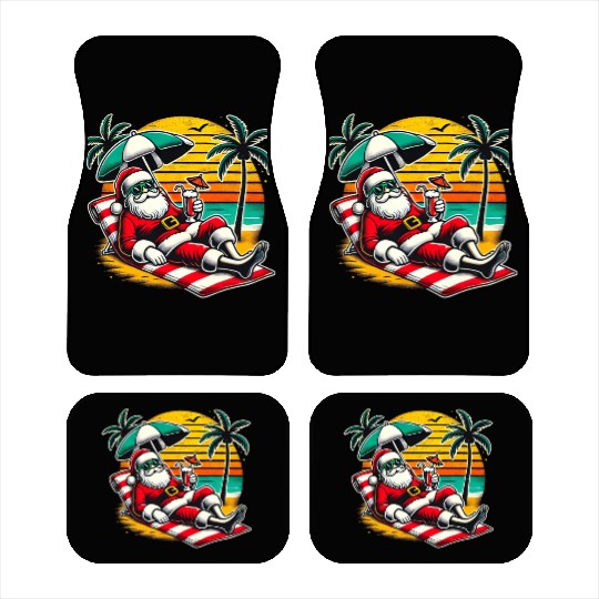 Santa Relaxing at the Tropical Beach Car Mats