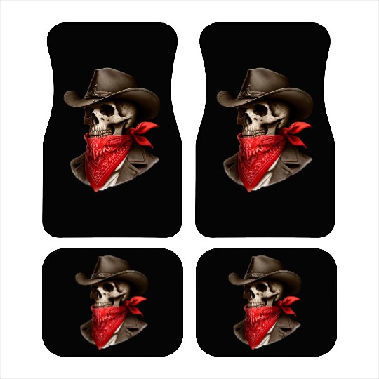 Cowboy Skeleton Skull Bandit Car Mats