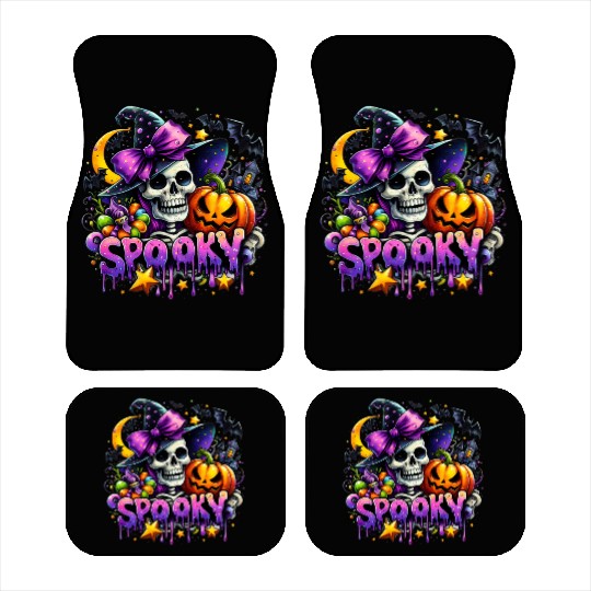 Halloween Spooky Season Witch Skeleton Car Mats