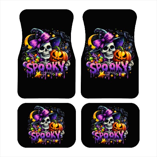 Halloween Spooky Season Witch Skeleton Car Mats