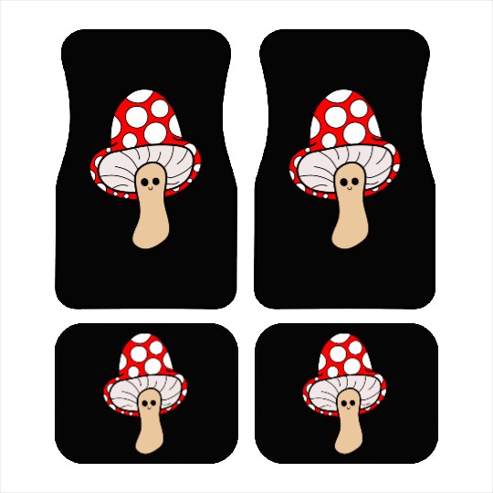 Cute Red Mushroom Smiling Car Mats