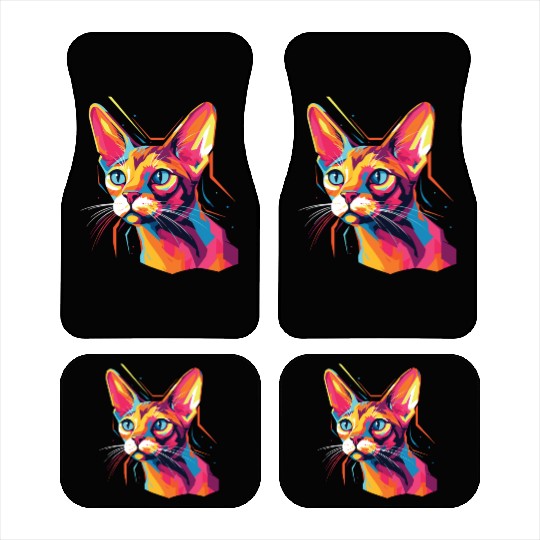 Cat Watercolor Colorful Abyssinian Cat Car Mats