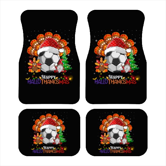 Soccer Turkey Gnome Happy Hallothanksmas Car Mats
