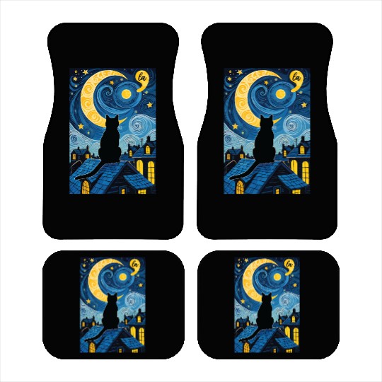 Halloween Starry Night Black Cat Comma La Harris Car Mats
