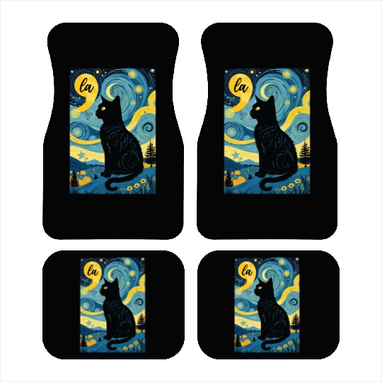 Halloween Starry Night Black Cat Comma La Harris Car Mats