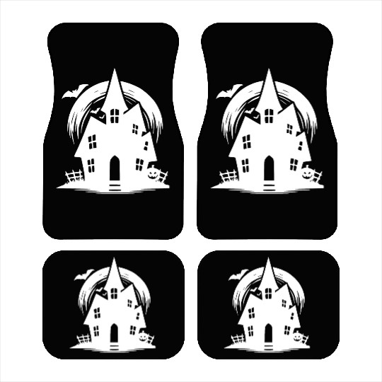Bat Full Moon Haunted House Halloween Tattoo Car Mats