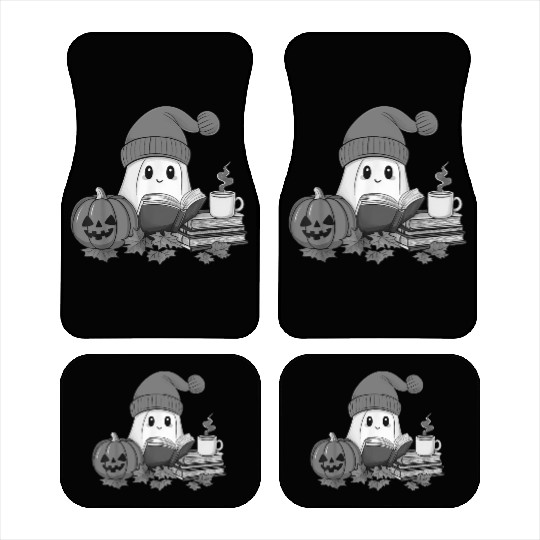 Cute Teacher Ghost Reading Book Lovers Halloween Car Mats