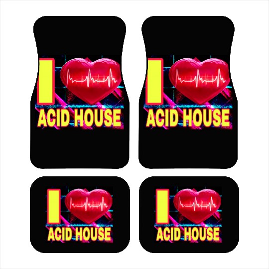 I LOVE ACID HOUSE YELLOW FONTS Car Mats