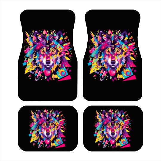 Majestic Pop Art Alpha Wolf - Vibrant Cool Car Mats