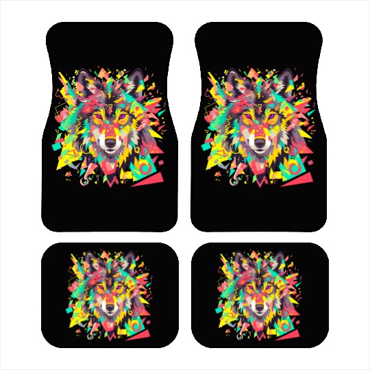 Majestic Pop Art Alpha Wolf - Vibrant Warm Car Mats