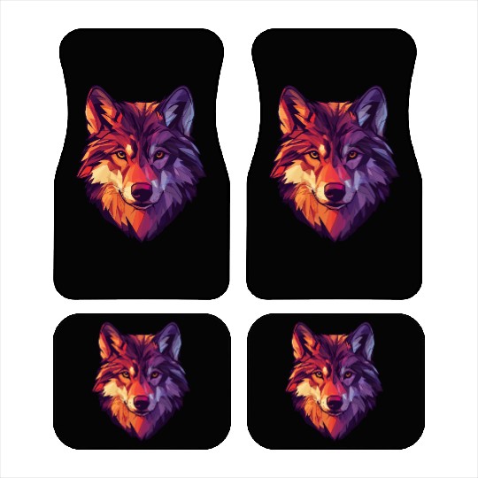 Floral Wolf Vintage Flowers Wolf Face for Wolves Car Mats