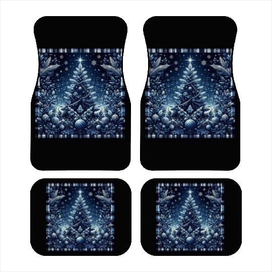 flannel blue and white christmas Car Mats