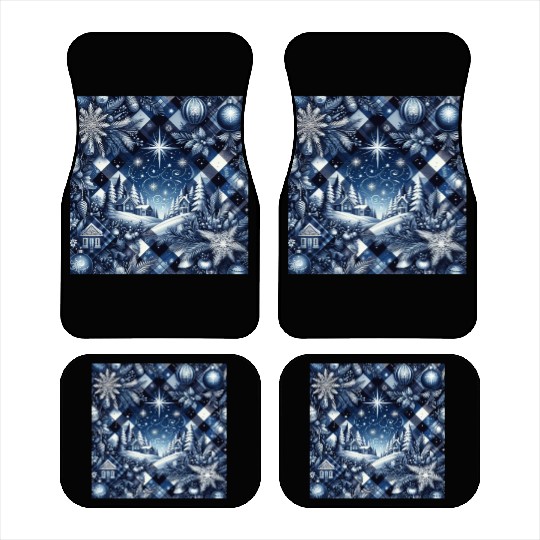 flannel blue and white christmas Car Mats