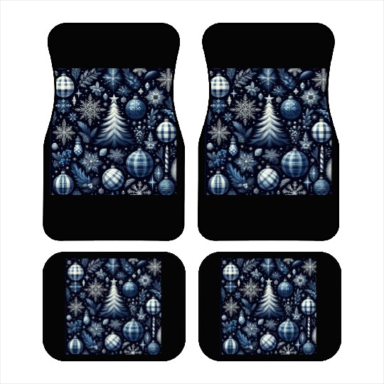 flannel blue and white christmas Car Mats