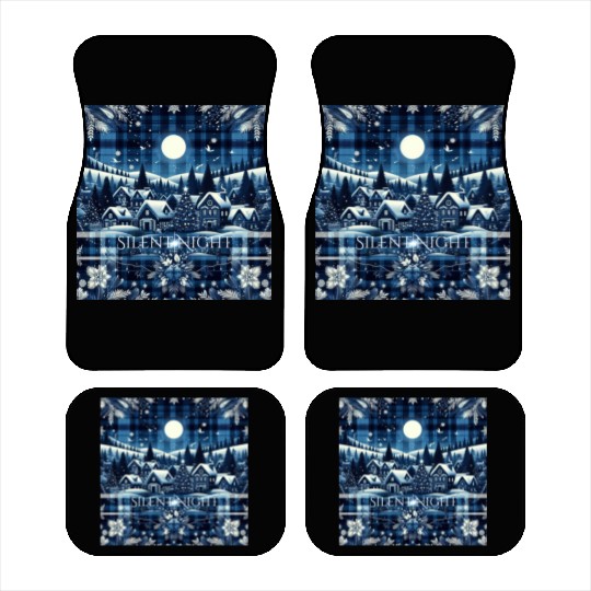 flannel silent night blue and white christmas Car Mats