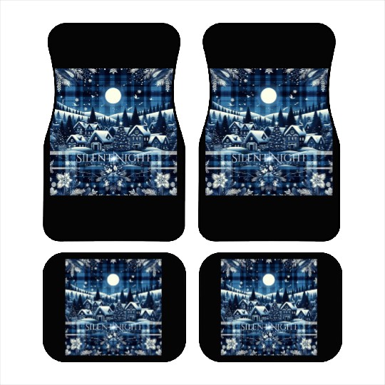 flannel silent night blue and white christmas Car Mats