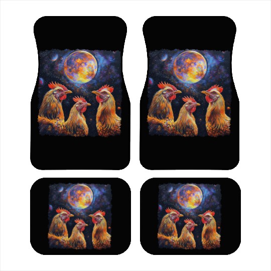 Chicken Farmer Farming Howling Moon Car Mats