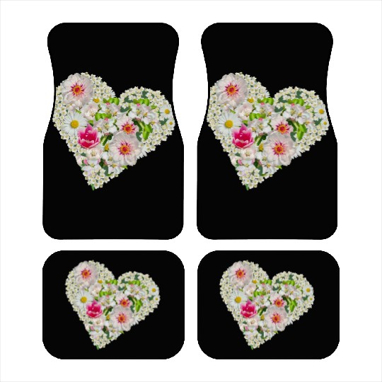 heart of flowers blossoms daisy tulip pink peony Car Mats