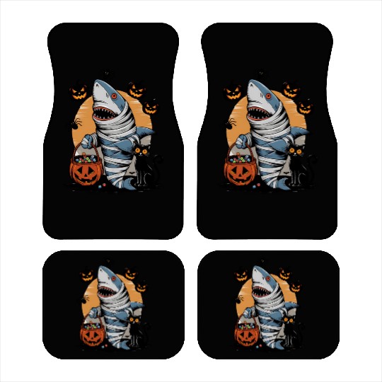 Spooky Shark Mummy and Black Cat Trick-or-Treat Car Mats