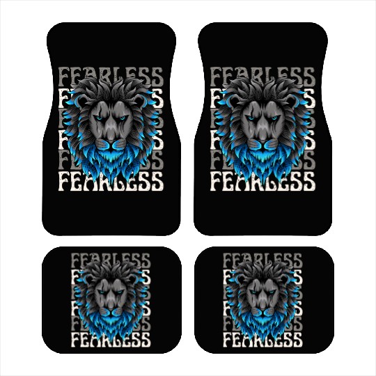 Black Blue Illustrative Fearless Car Mats