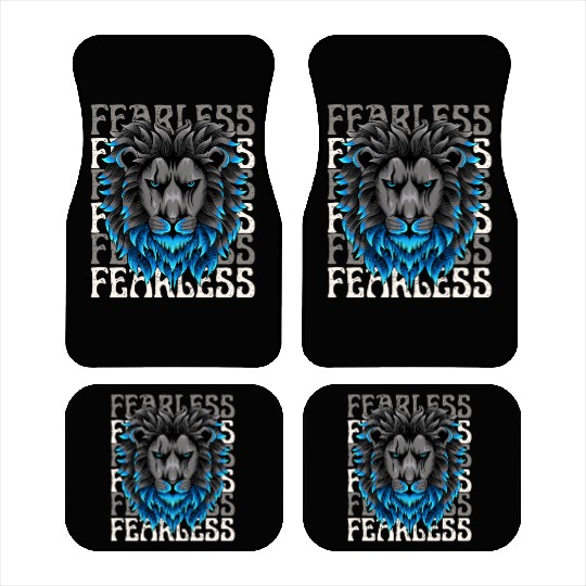 Black Blue Illustrative Fearless Car Mats
