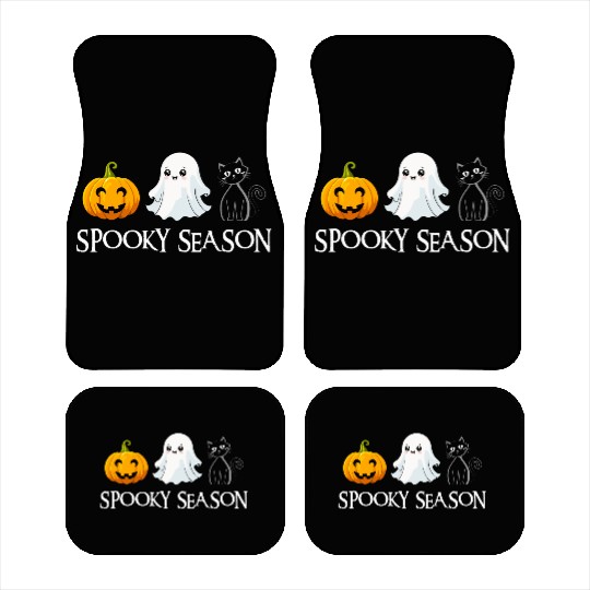 Spooky Season Halloween Pumpkin Cute Cat Paw Ghost Car Mats