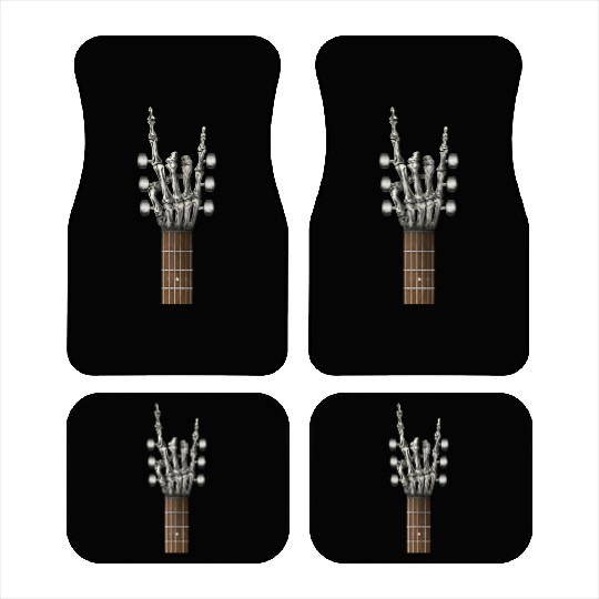 Rock On Guitar Neck Skeleton Hand Sign Rock & Roll Car Mats