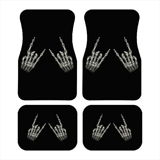 Rock On Rock Star Skeleton Hands Rocker Halloween Car Mats