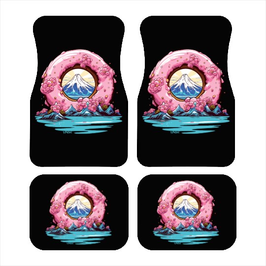 Japan Sakura Blossom Mount Fuji Donut Car Mats