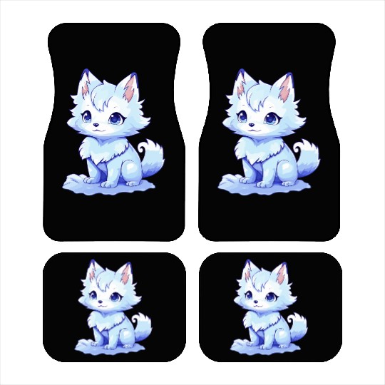 Kawaii Arctic Fox Cute Japanese Anime Aesthetic Car Mats