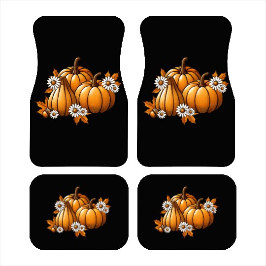 Autumn pumpkins- flowers & leaves in warm colors Car Mats