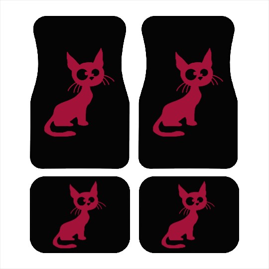 Crazy Cat Squinting Funny Eyes Grimace Fun Cartoon Car Mats