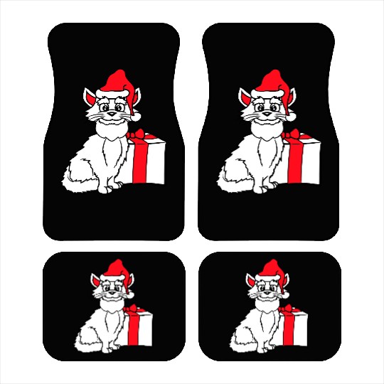 Cute Santa Claus Cat Winter Hat Fun Christmas Gift Car Mats